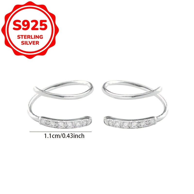 2pcs Women's S925 Silver Spiral Zirconia Stud Earrings